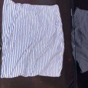 blue and white stripped tube top